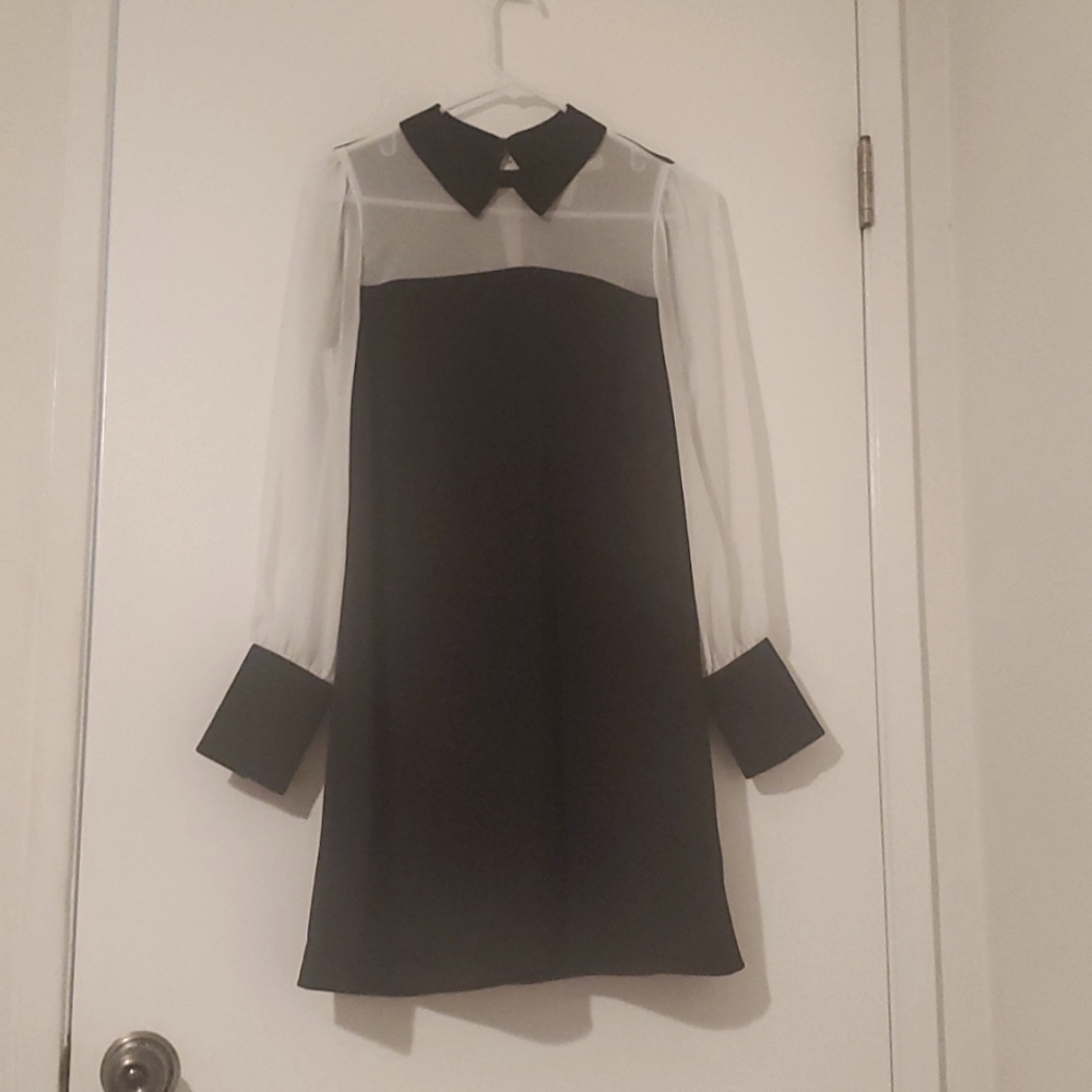 BCBG black and white shift dress